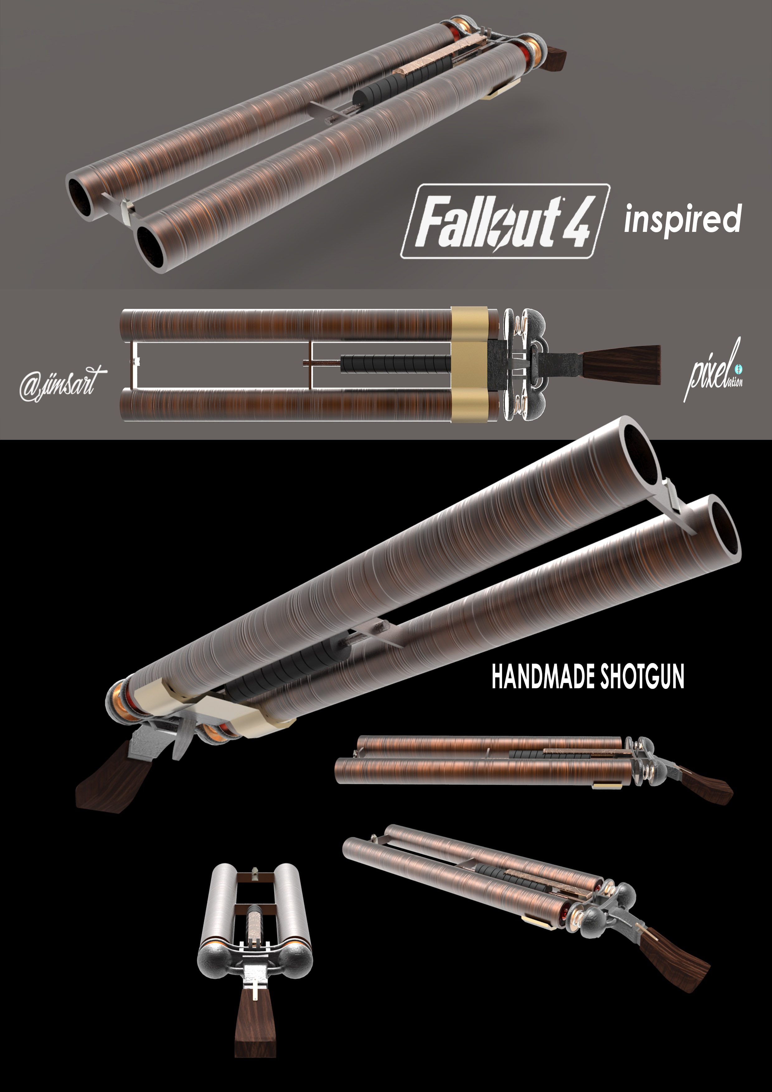 Fallout Inspired Double Barrel Shot Gun( Three D Guns 2)