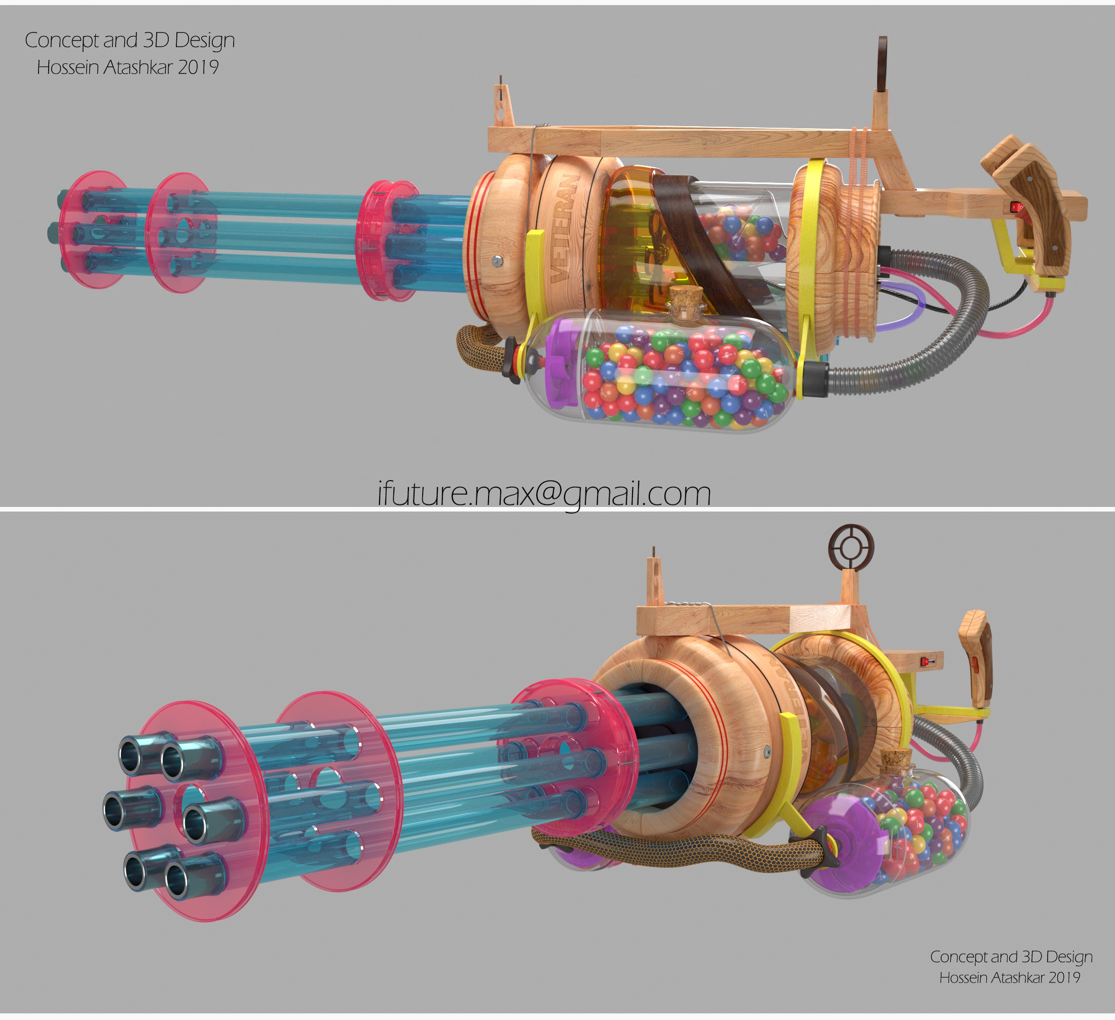 Three D Guns 2 : Paintball Handmade machine Gun -Toy