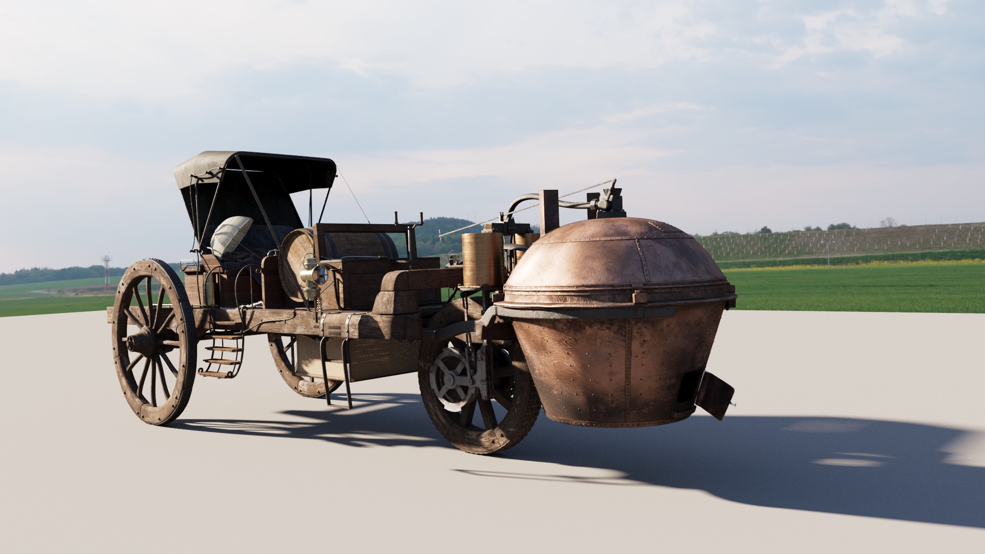 Car render challenge 2022 Cugnot's steam car